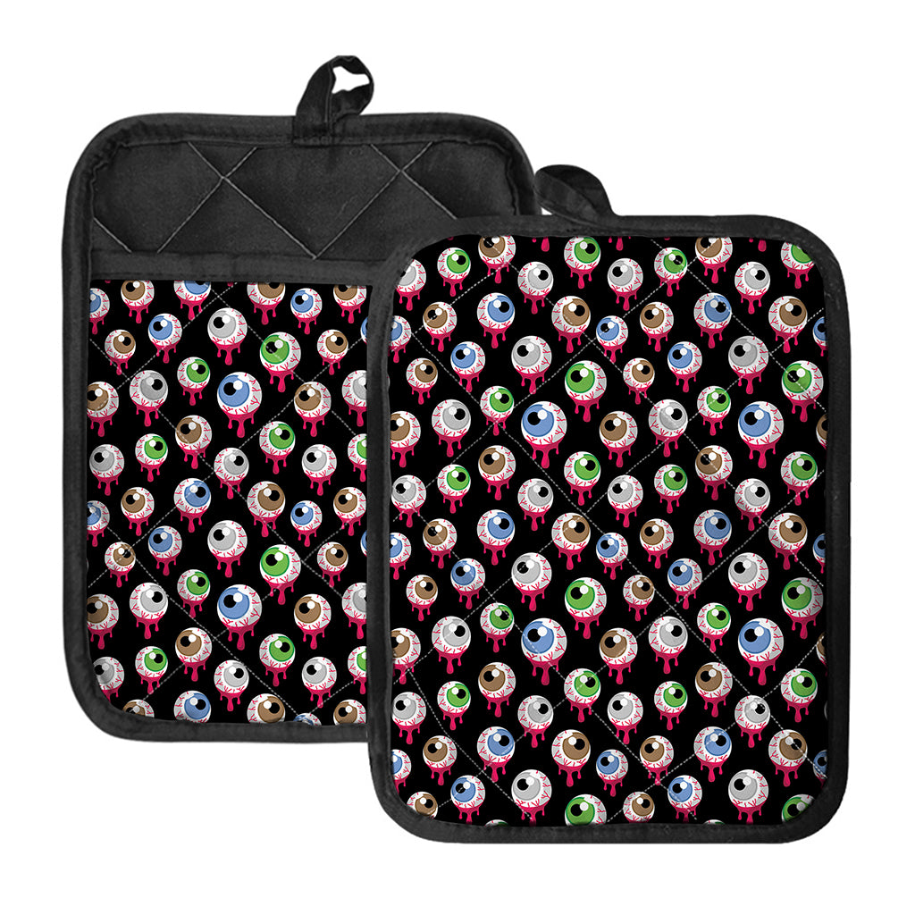 Bloody Eyeball Pattern Print Pot Holders With Pocket