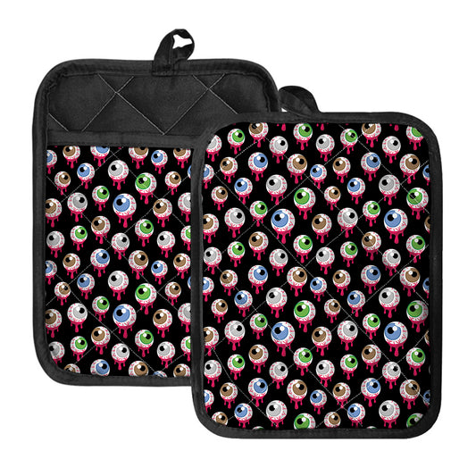 Bloody Eyeball Pattern Print Pot Holders With Pocket