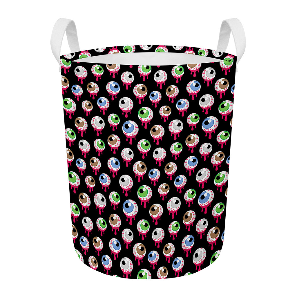 Bloody Eyeball Pattern Print Round Laundry Basket
