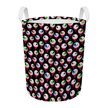 Bloody Eyeball Pattern Print Round Laundry Basket