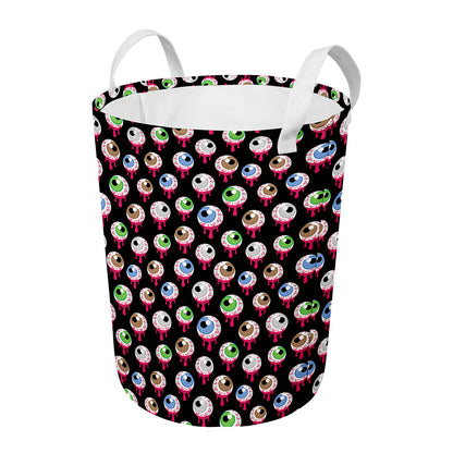 Bloody Eyeball Pattern Print Round Laundry Basket