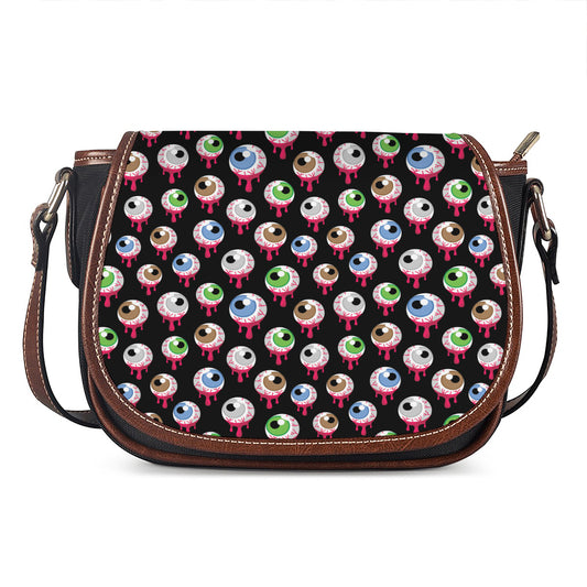 Bloody Eyeball Pattern Print Saddle Bag