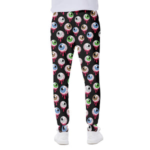 Bloody Eyeball Pattern Print Scuba Joggers