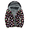 Bloody Eyeball Pattern Print Sherpa Lined Zip Up Hoodie