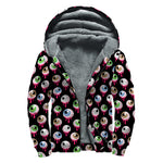 Bloody Eyeball Pattern Print Sherpa Lined Zip Up Hoodie