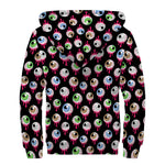Bloody Eyeball Pattern Print Sherpa Lined Zip Up Hoodie