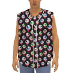 Bloody Eyeball Pattern Print Sleeveless Baseball Jersey