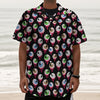 Bloody Eyeball Pattern Print Textured Short Sleeve Shirt