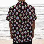 Bloody Eyeball Pattern Print Textured Short Sleeve Shirt