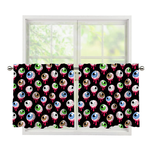 Bloody Eyeball Pattern Print Tier Curtains