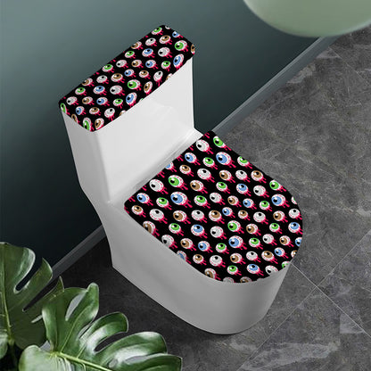 Bloody Eyeball Pattern Print Toilet Lid And Tank Cover Set
