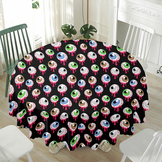 Bloody Eyeball Pattern Print Waterproof Round Tablecloth