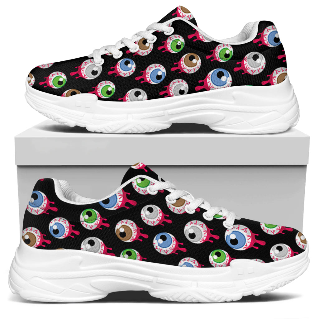 Bloody Eyeball Pattern Print White Chunky Shoes