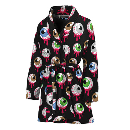 Bloody Eyeball Pattern Print Women's Bathrobe