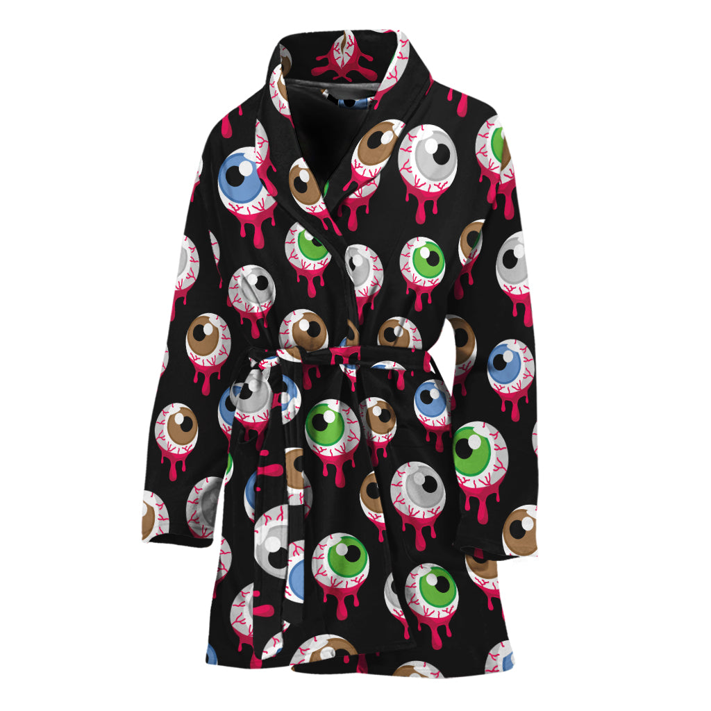 Bloody Eyeball Pattern Print Women's Bathrobe