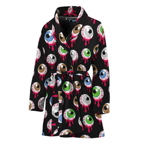 Bloody Eyeball Pattern Print Women's Bathrobe