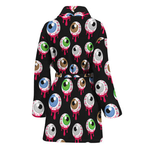 Bloody Eyeball Pattern Print Women's Bathrobe