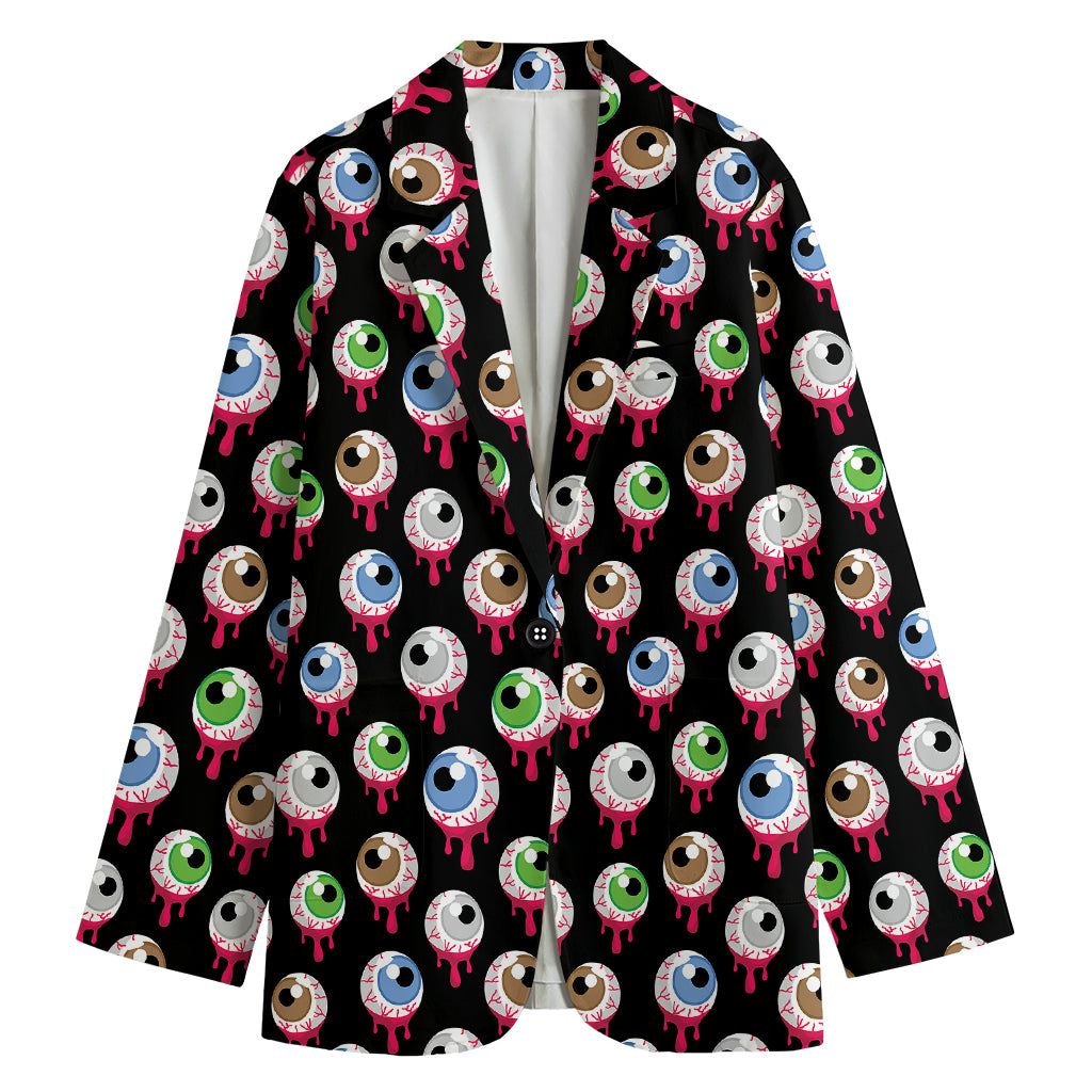 Bloody Eyeball Pattern Print Women's Blazer