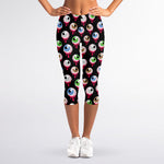 Bloody Eyeball Pattern Print Women's Capri Leggings