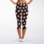 Bloody Eyeball Pattern Print Women's Capri Leggings