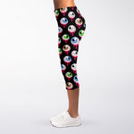 Bloody Eyeball Pattern Print Women's Capri Leggings