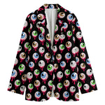 Bloody Eyeball Pattern Print Women's Cotton Blazer