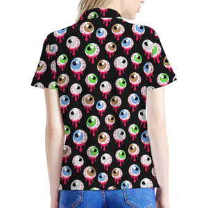 Bloody Eyeball Pattern Print Women's Polo Shirt