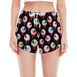 Bloody Eyeball Pattern Print Women's Split Running Shorts