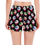 Bloody Eyeball Pattern Print Women's Split Running Shorts