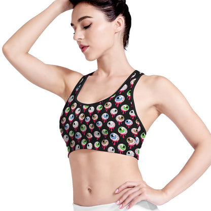 Bloody Eyeball Pattern Print Women's Sports Bra