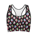 Bloody Eyeball Pattern Print Women's Sports Bra