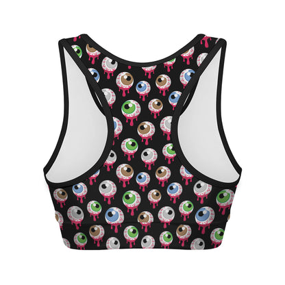 Bloody Eyeball Pattern Print Women's Sports Bra