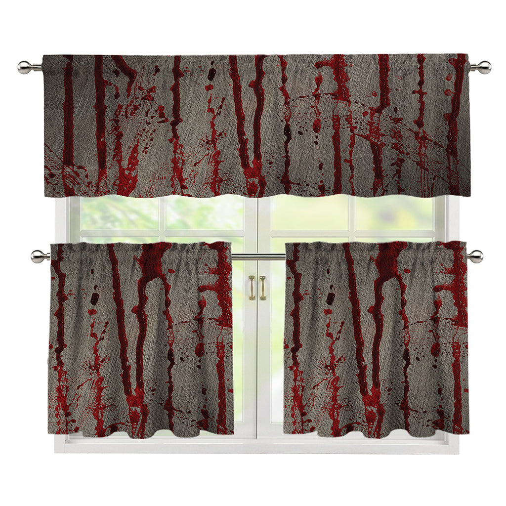 Bloody Metal Wall Print 3 Piece Kitchen Curtains