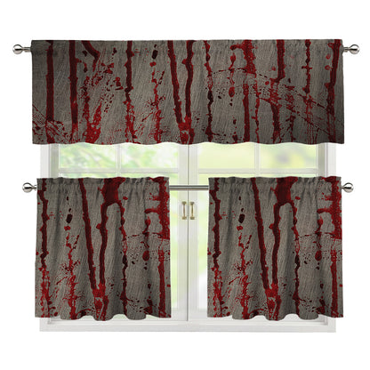 Bloody Metal Wall Print 3 Piece Kitchen Curtains