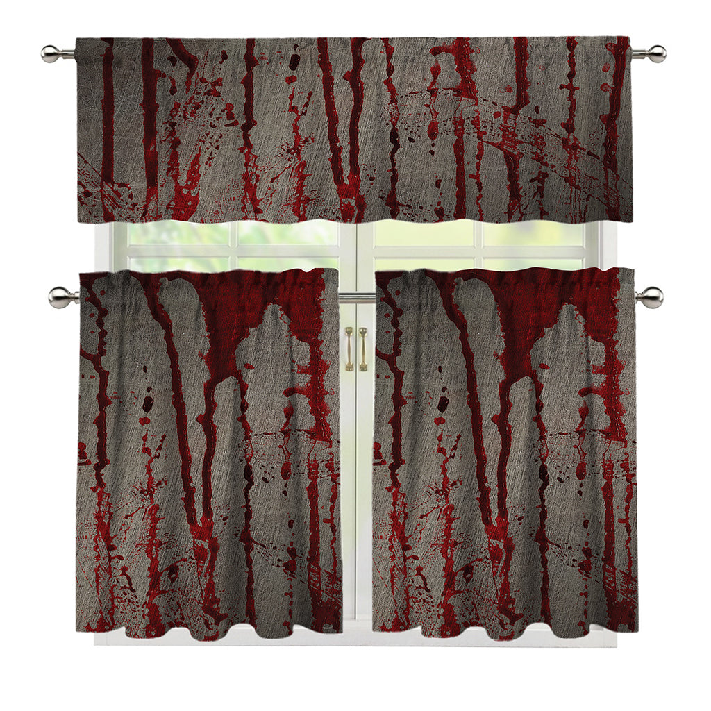 Bloody Metal Wall Print 3 Piece Kitchen Curtains