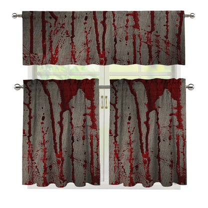 Bloody Metal Wall Print 3 Piece Kitchen Curtains