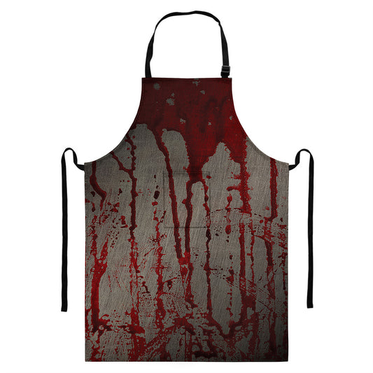 Bloody Metal Wall Print Bib Apron With Pocket