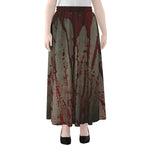 Bloody Metal Wall Print Chiffon Maxi Skirt