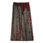 Bloody Metal Wall Print Cotton Front Slit Maxi Skirt