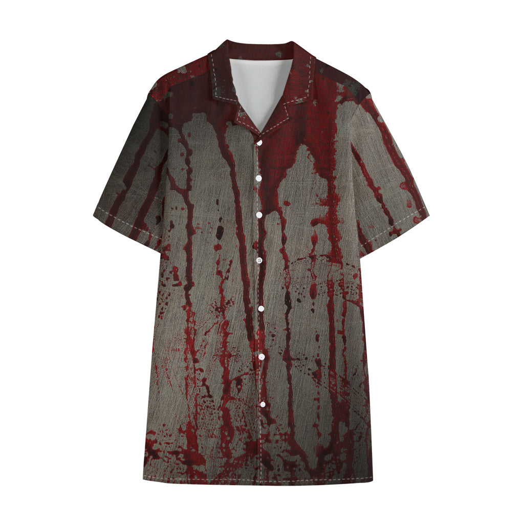 Bloody Metal Wall Print Cotton Hawaiian Shirt