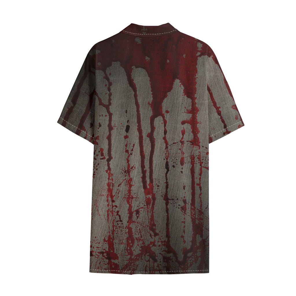 Bloody Metal Wall Print Cotton Hawaiian Shirt