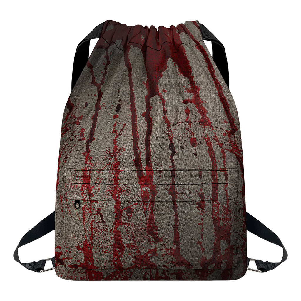 Bloody Metal Wall Print Drawstring Backpack