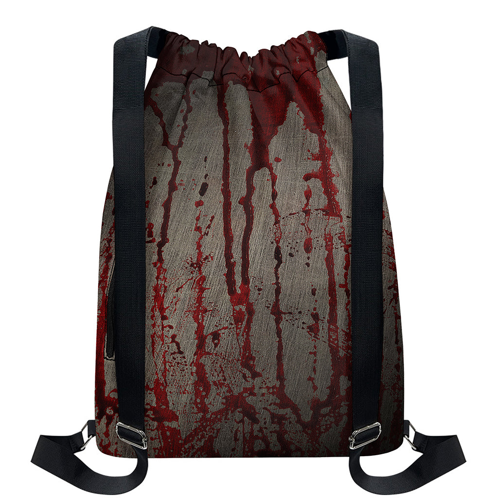 Bloody Metal Wall Print Drawstring Backpack