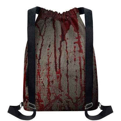 Bloody Metal Wall Print Drawstring Backpack