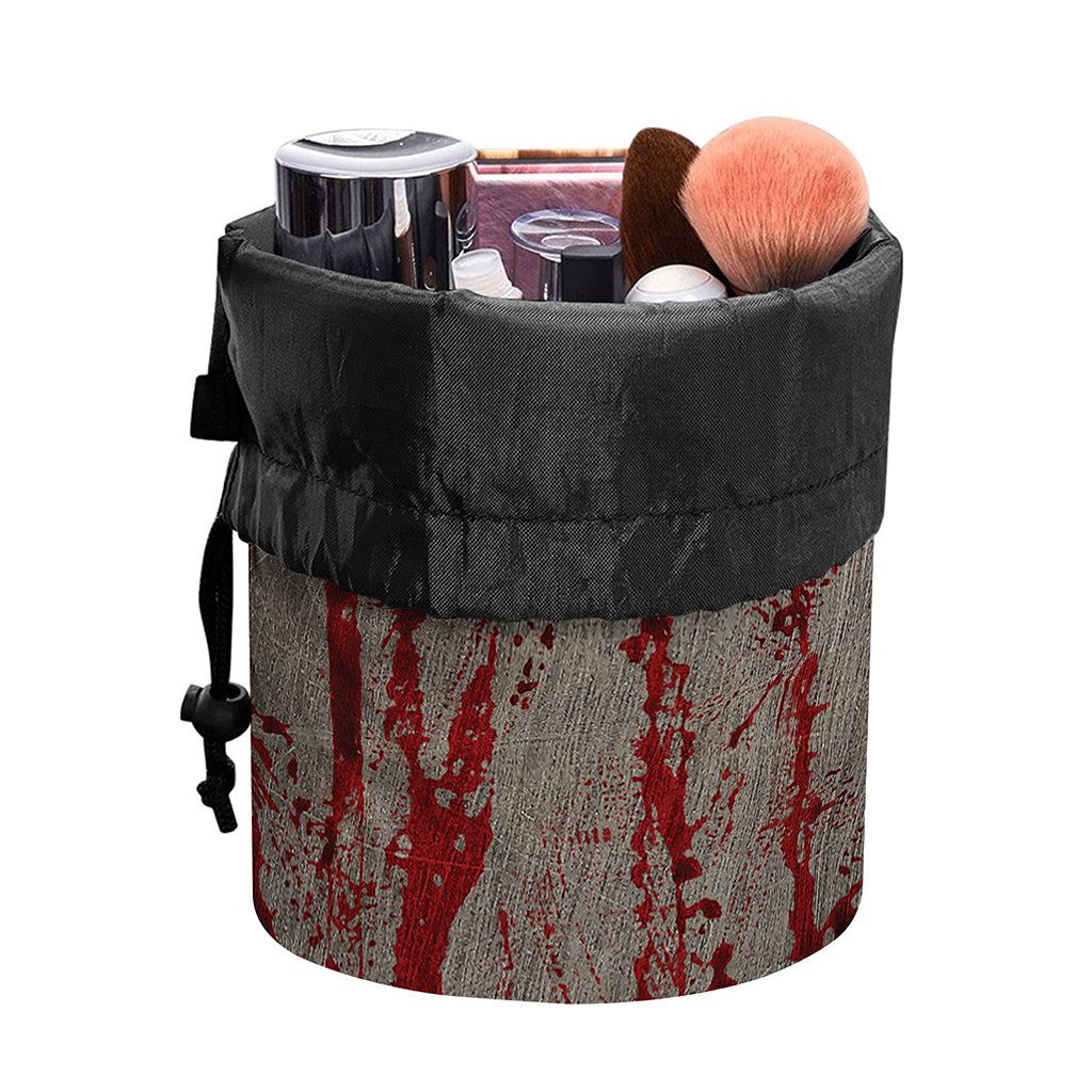 Bloody Metal Wall Print Drawstring Makeup Bag
