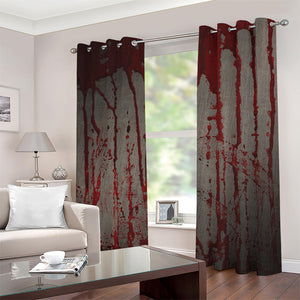 Bloody Metal Wall Print Extra Wide Grommet Curtains