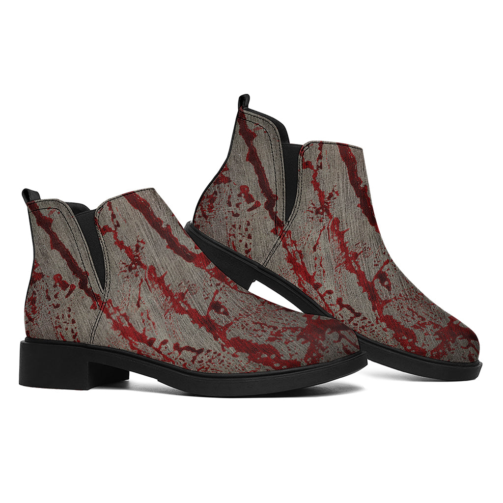 Bloody Metal Wall Print Flat Ankle Boots