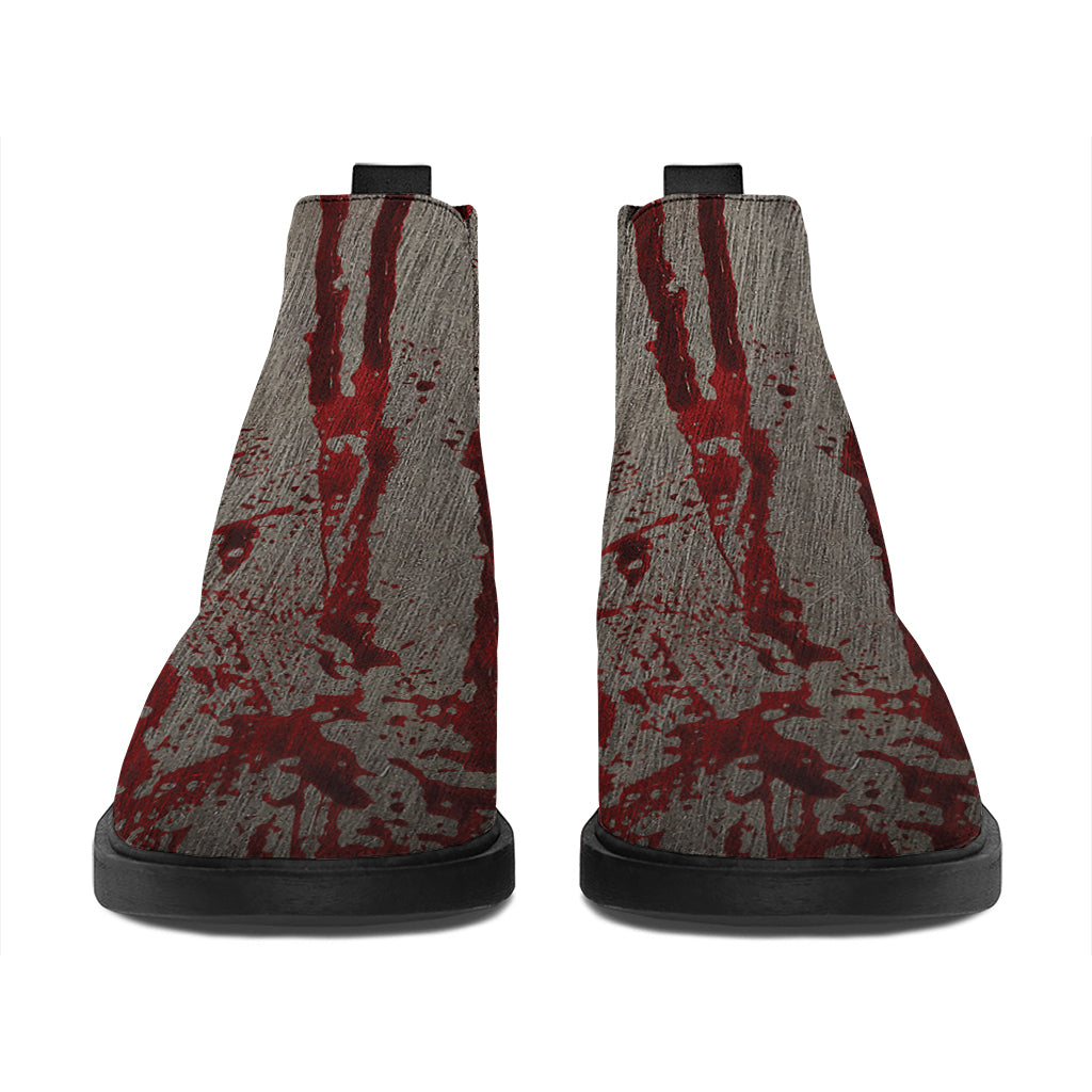 Bloody Metal Wall Print Flat Ankle Boots