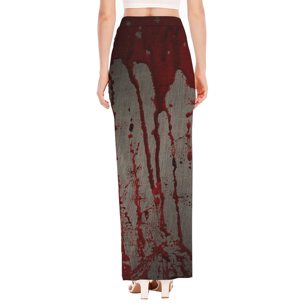 Bloody Metal Wall Print High Slit Maxi Skirt