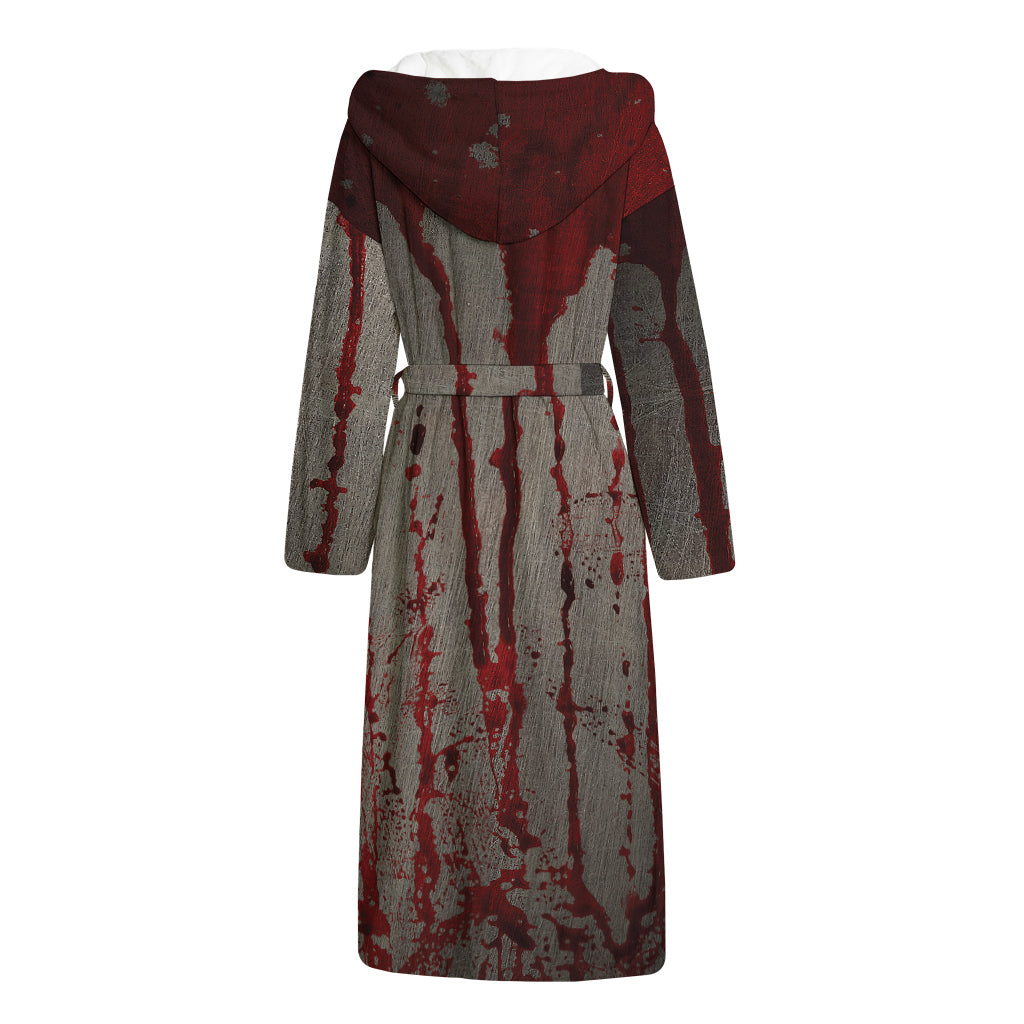 Bloody Metal Wall Print Hooded Bathrobe